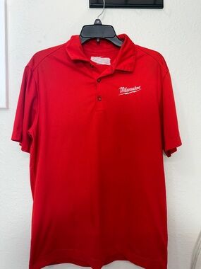 Nike Red Polo Shirt with White Milwaukee Script